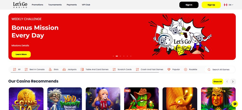 lets go casino screen